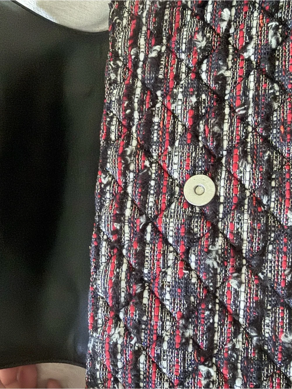 Tory Burch Black, Pink and White Tweed Chain Crossbody